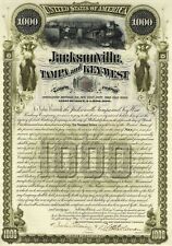Jacksonville, Tampa and Key-West Railway - Fantastic 1890 dated $1,000 6% 50 Yea picture