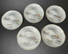 Rare Winter Scene Plates Hand Painted Made In Japan Textured Set Of 5 Signed picture