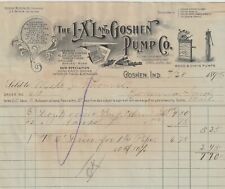 1898  BILLHEAD I-XL AND GOSHEN PUMP COMPANY Goshen, Ind. , $7.70, Graphics picture