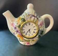 the bristol china company mini teapot with clock made in england.needs battery picture