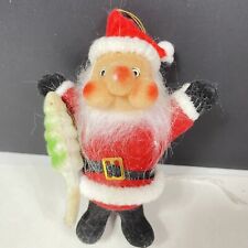 Santa Chubby Cheeks Vintage Santa Claus Christmas Ornament w/ tree Flocked picture