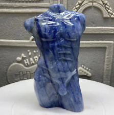2.2lb  Natural Blue line stone Quartz Carved Man model Crystal  Reiki Gem Decor picture