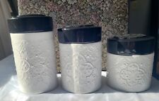 Vintage Disney Parks Mickey Mouse 3 Piece CanisterSet. Embossed Black and White  picture