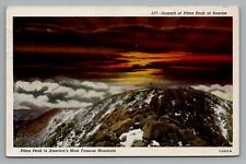 Postcard Sunrise at Pikes Peak Summit Stamp 1941 Manitou Springs Cancel Colorado picture