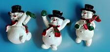 Christmas Hanging Snowmen Flower Pot or Bowl Decor 2” Set of 3 picture