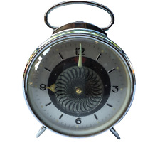 Vintage RETRO Wind-Up Alarm Clock Rare Optical Illusion Bedside/Desktop Acqua picture