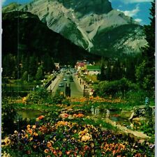 1953 Banff Alberta Downtown Main St Scene Cascade Mountain Jumbo Oversized PC 3S picture