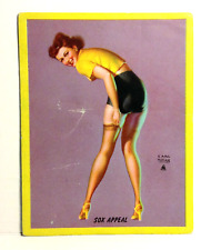 1940s Pinup Girl EARL MORAN Art Blotter Card Sox Appeal Stockings Sexy Brunette picture