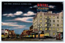 c1940 Night Scene Main Street Watsonville California Vintage Antique CA Postcard picture