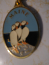 Maine Scene Enamel on Metal Puffins on Seashore Keychain picture