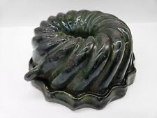 Early American Antique Baking Earthenware Mold JELLO cake Green  picture