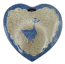 Signed Vintage Clay City Pottery CCP Hanging Wall Trivet Blue Gray Duck Bird 7” picture