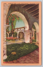 Arched Corridors Mission San Juan Capistrano California CA 1948 Postcard picture