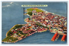 San Juan Puerto Rico Postcard Air View Buildings River 1950 Vintage Posted picture
