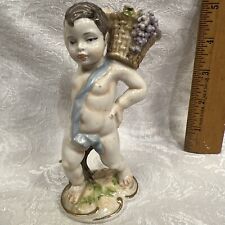 Vintage Putti Boy With Grapes Basket Figurine Hallmarked Read Chips picture