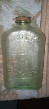 Vintage 1932 Glass Water Bottle 1 QT Embossed Well Pat Apr 5 1932 Original Lid picture