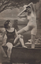 Naughty Victorian Postcard - Jolly Bather -No. 1.  Victorian Women in Swimsuits picture