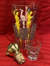 VTG Glass Cocktail Shaker W/recipes, Shot Glass And Swizzle Sticks Tropicana picture