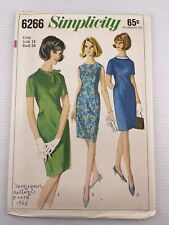 VINTAGE 1966 SIMPLICITY PATTERN 6266 MISS/Junior Size 14 Bust 34, 1-Piece Dress picture