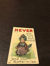 EARLY 1914 - HUMOR - POSTED POSTCARD - NEVER SEND A BOY ON A MAN'S ERRAND ...... picture