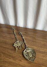 Vintage Ornate Italian Brass Serving Fork and Spoon Decor picture