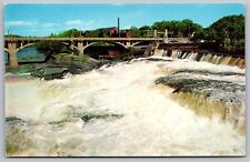 Glen Falls New York Adirondacks Hudson River Bridge Mountains Vintage Postcard picture