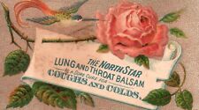 1880s-90s Pink Rose Flower The North Star Throat Balsam Coughs Trade Card picture