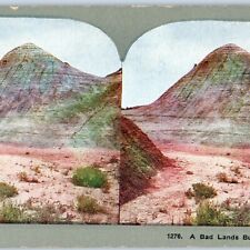c1900s Bad Lands Butte Mauvaises Terres pour traverser Lith Photo Stereo Card V8 picture