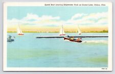 1940s~Celina Ohio OH~Edgewater Amusement Park~Boat~Docks~Grand Lake~VTG Postcard picture