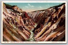 Canyon Brink Yellowstone National Park Birds Eye View Forest Vintage Postcard picture