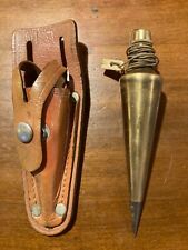 Dietzgen No. 12 Steel Tip Brass Plumb Bob w/ Leather Sheath Very Good Condition picture