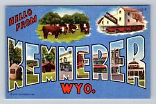 Kemmerer WY-Wyoming, LARGE LETTER Greetings, Antique, Vintage Postcard picture
