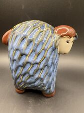 Folk Art Pottery Ceramic Glazed Sheep Farmhouse Cottagecore 5” Vintage picture