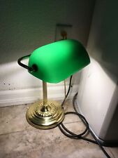 Vintage 1960's UL Desk Lamp Emerald Green Shade & Brass picture