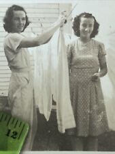 1949 AMERICANA Clothesline WOMEN OUTDOORS SMILING Dress Pants HAIRSTYLE Females picture