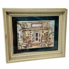 Vintage Green Tree Gallery Gold Frame w/ Print 10.5 x 12.5” picture