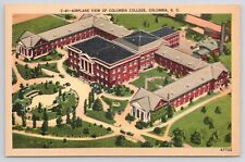 Postcard Columbia South Carolina Aerial View Columbia College Linen   picture