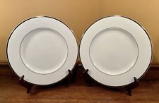 Lot Of 2 Mikasa Ultima+ CAMEO PLATINUM Fine China Dinner Plates: Silver Band picture