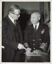 1949 Press Photo Admiral Forrest Sherman and John O'Brien in Washington, D.C. picture