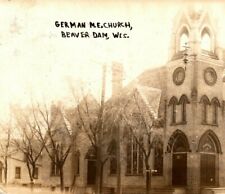 C.1910 RPPC Beaver Dam, WI.  Downtown. Lutheran Church Stained Glass Postcard picture