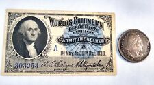 1893 World's Columbian Exposition Ticket Chicago Washington & Half Dollar Coin picture