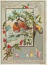 1800s Victorian Christmas Trade Card Woolson Spice Co 2 Birds Bufford Antq Orig picture