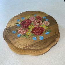 LOT OF 2 Wooden ~ Hand Painted ~ Floral Lazy Susans ~ Pioneer  Woman ~Pre-owned  picture