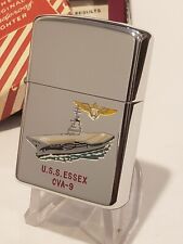 Vintage 1959 Town Country Zippo Lighter USS ESSEX CVA-9 Military Navy War Ship picture