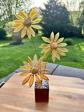 Vintage 1960’s Lucite Acrylic Bouquet Amber/Gold Flowers MCM Colorflo 15.5” Tall picture