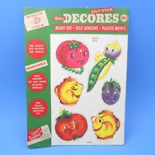 Vtg 1955 Patrice Decores Plastic Stickers Anthropomorphic Teapots Veggies Fruit picture