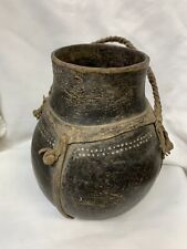 19thC. Central African Tribal wooden jug/vase/leather bindings picture