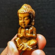 TOP 37G Natural Hand Carved Yellow Tiger Eye Buddhism  Crystal Healing L2126 picture