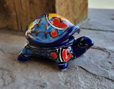 Mexican Talavera mini Turtle 2pc jewelry box folk art  picture