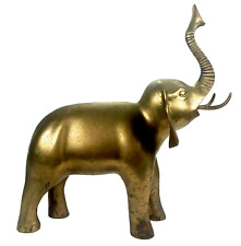 Vintage Brass Trumpeting Elephant Statue Sculpture Large 13.5” Lucky Decor Korea picture